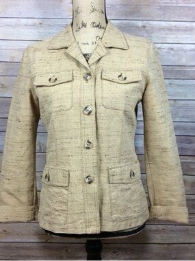 CAbi Cream Textured Button-Front Jacket